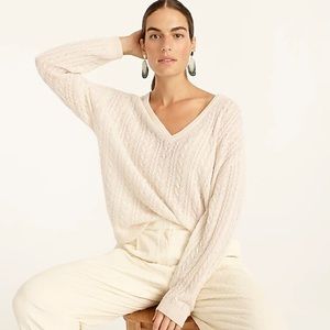 J. Crew Cashmere cable-knit relaxed V-neck sweater